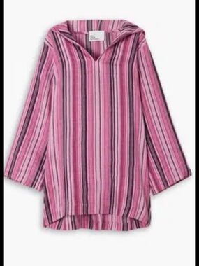 Lisa Marie Fernandez Pink Stripe Hooded Swim Coverup